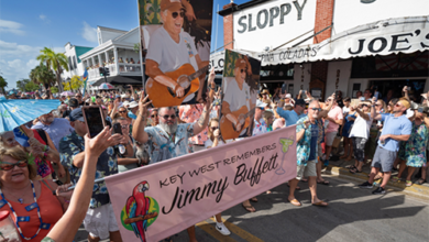 Participants from the 2023 Second Line Parade in Key West honoring the late Jimmy Buffett. Photo: Newman PR