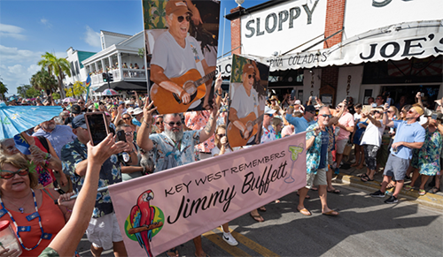 Participants from the 2023 Second Line Parade in Key West honoring the late Jimmy Buffett. Photo: Newman PR