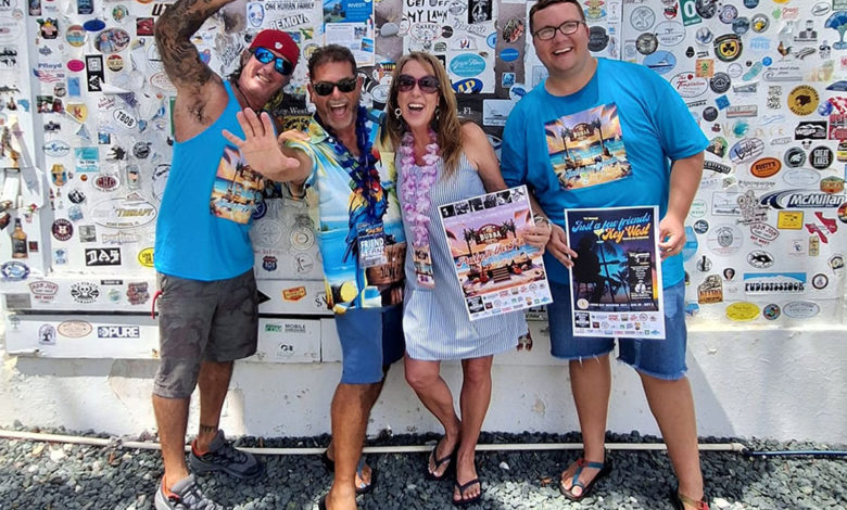 Just a few Friends, Key West event collaborators Paul Menta, Sean Krikorian, Jill Snodgrass & Jordan Upchurch in front of Shrimp Boat Sound Studios on Lazy Way in Key West