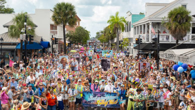 Several thousand fans of the late Jimmy Buffett parade Sunday, Aug. 31, during the 2025 Just a Few Friends festival celebrating the famed singer-songwriter’s life and legacy. The festival took place over Labor Day weekend in Key West, Fla., Buffett’s home during some of his most productive years and the subject of many of his enduring songs. (Photo credit: Nick Doll, Just a Few Friends)