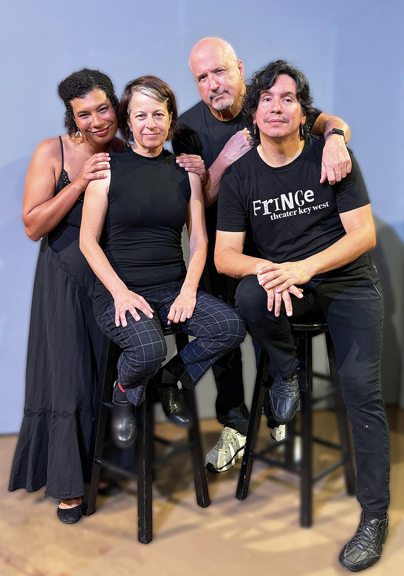 The cast of Fringe Theater’s Personal Effects. (Aramis Ikatu, Mariah Woessner, Tim Dahms, and Sarah Goodwin)